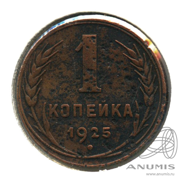 1 копейка 1925 — Гурт рубчатый. В холдере