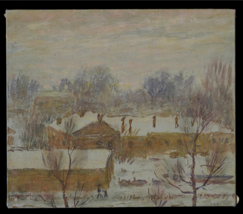 Картина «Петербург. Ждановская набережная». Масло, картон. Размер 18,5×21,5 см