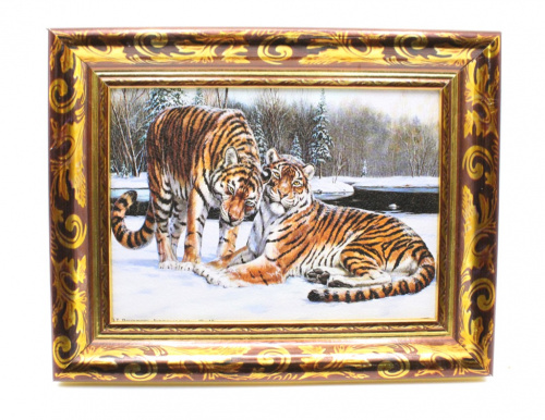 Картина «Амурские Тигры». Печать. Размер 23×18 см
