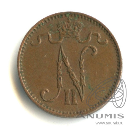 1 пенни 1914 — Для Финляндии. Вензель Николая II