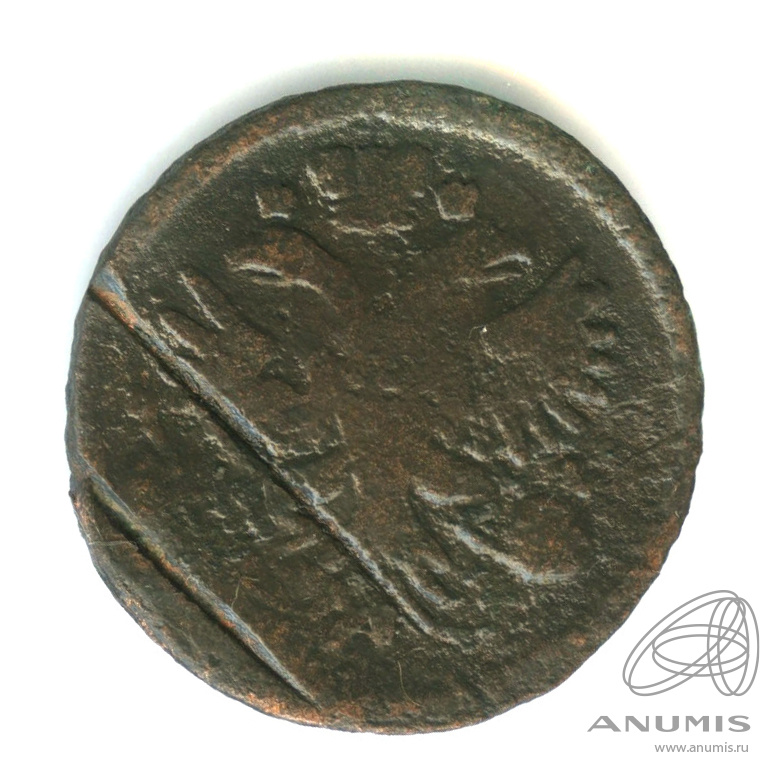 Деньга 1731 — (½ копейки) - Орел 1730 г. Над годом 1 черта. R (Над годом 1 черта)