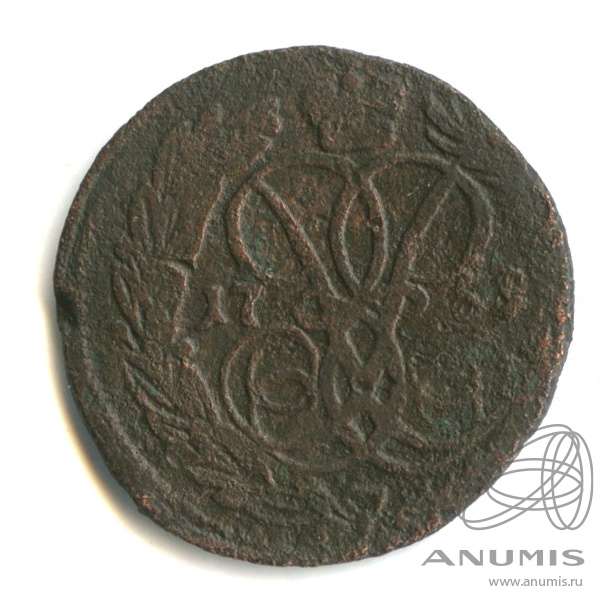 Деньга (½ копейки) 1759 — (½ копейки) - Вензель императрицы Елизаветы
