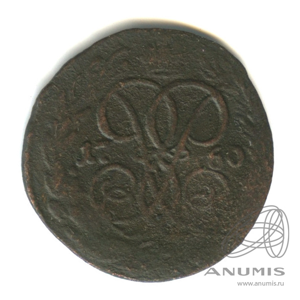 Деньга (½ копейки) 1760 — (½ копейки) - Вензель императрицы Елизаветы