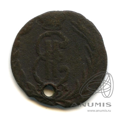 Полушка (¼ копейки) 1768 КМ — (¼ копейки) - Вензель Екатерины II, Сибирь КМ. Отверстие