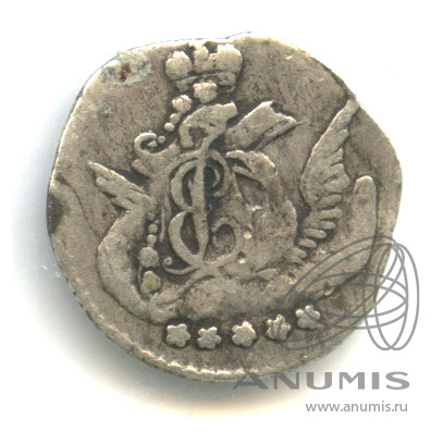 5 копеек 1757 СПБ — Орел в облаках. В холдере