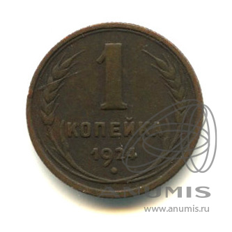 1 копейка 1924 — Гурт рубчатый
