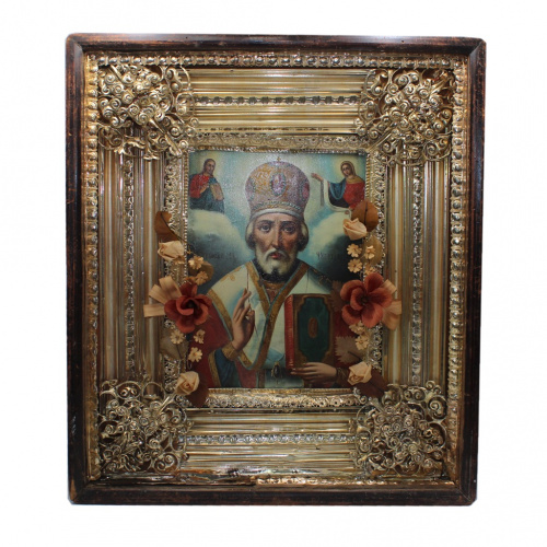 Икона «Святой Николай Чудотворец». Размер 47,5×54×10,5 см