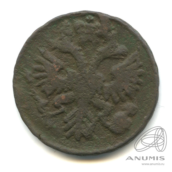 Деньга 1731 — (½ копейки) - Орел 1730 г. Над годом 2 черты (Над годом 2 черты)