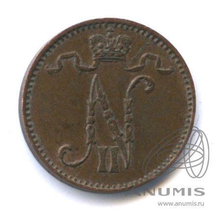 1 пенни 1912 — Для Финляндии. Вензель Николая II