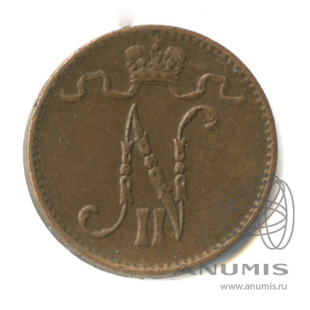 1 пенни 1913 — Для Финляндии. Вензель Николая II
