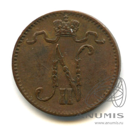 1 пенни 1911 — Для Финляндии. Вензель Николая II