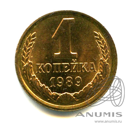 1 копейка 1989 — Яркий штемпельный блеск
