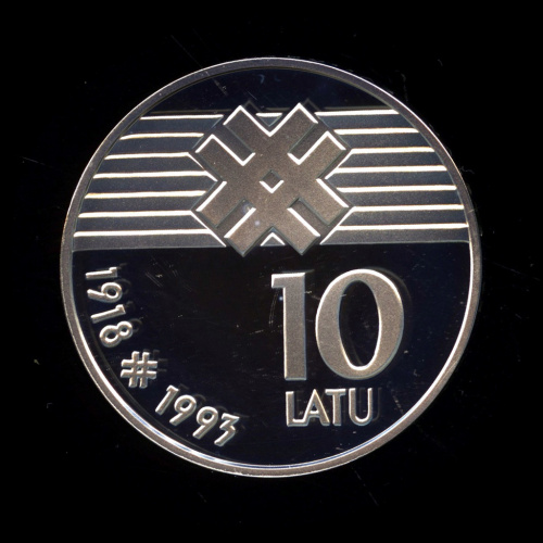 10 латов — 75 лет Латвийской республике 1993. В капсуле