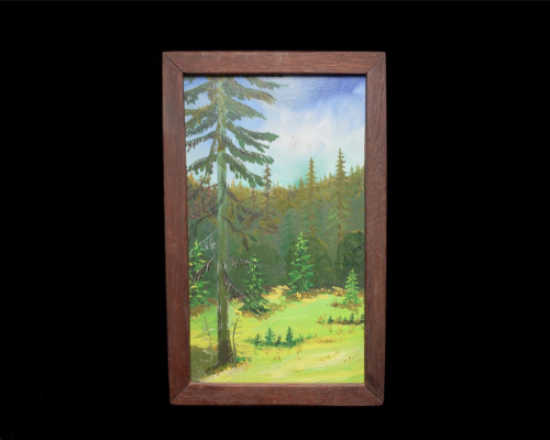 Картина «Лес». Автор: Никитин. Масло, оргалит. Размер 19×30 см