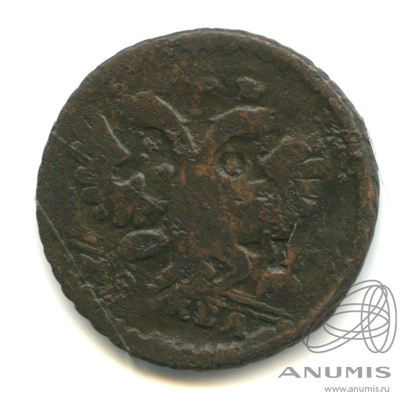 Полушка (¼ копейки) 1734 — (¼ копейки) - Орел 1730 г. Перечекан из крестовой копейки. Под орлом «Москва» (Орел 1730 г.)