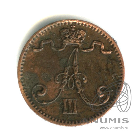1 пенни 1888 — Для Финляндии. Вензель Александра III