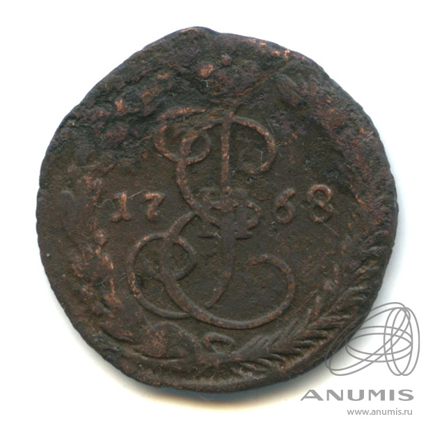 Деньга 1768 ЕМ — ½ копейки