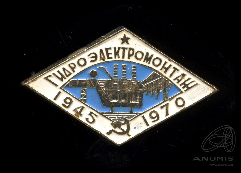 Знак «Гидроэлектромонтаж» Крепление: булавка 1970. СССР. Лот №5614 ...