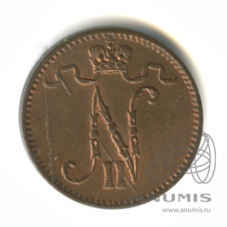 1 пенни 1914 — Для Финляндии. Вензель Николая II