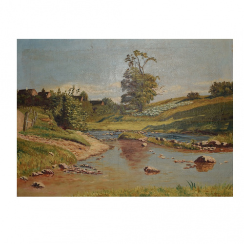 Картина «Деревенский пейзаж». Автор: Коган. Масло, холст. Размер 64×82 см. С подписью автора