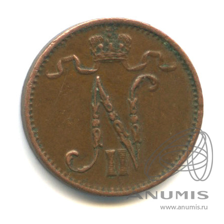 1 пенни 1915 — Для Финляндии. Вензель Николая II