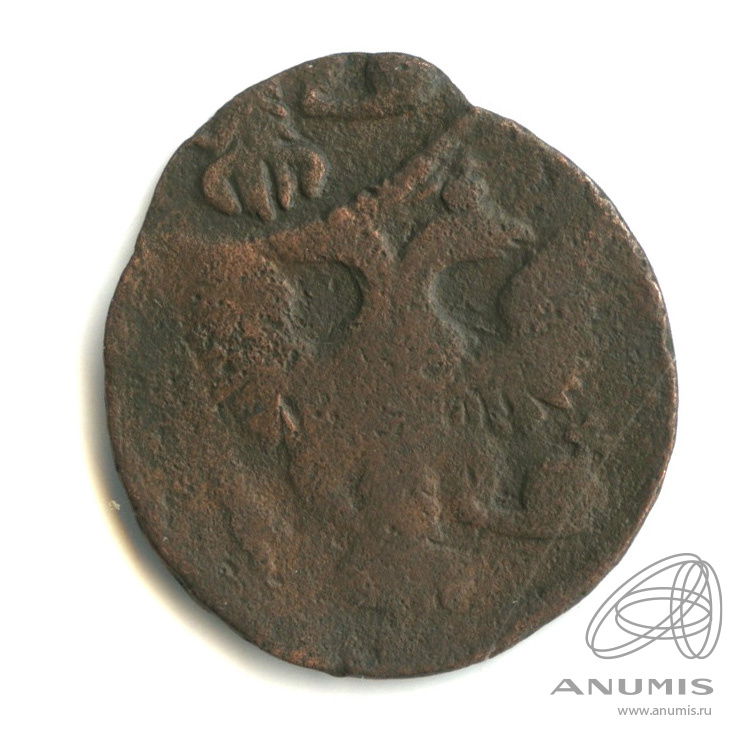 Деньга (½ копейки) 1747 — (½ копейки) - Орел 1744 г. Двойной удар (Орел 1744 г.)