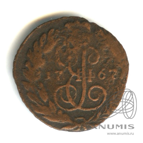 Полушка (¼ копейки) 1767 ЕМ — (¼ копейки) - Вензель императрицы Екатерины II Великой