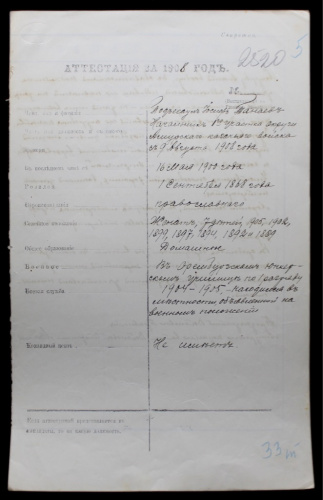 Аттестация. Редкая подпись 1908