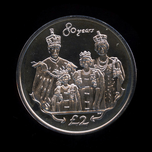 2 фунта — 80 лет со дня рождения Королевы Елизаветы II /Королевская семья 1953/ 2006. В капсуле