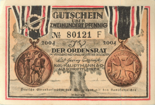 200 пфеннигов. Нотгельд 1922. С двумя медалями