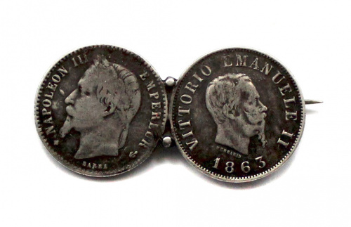 Значок из монет, серебро 835 пробы. Вес: 5.70 гр