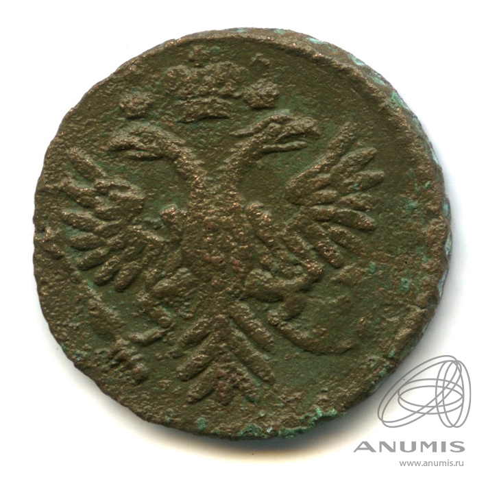 Деньга 1731 — (½ копейки) - Орел 1730 г. Над годом 2 черты (Над годом 2 черты)