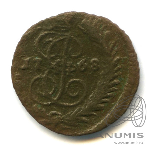 Полушка (¼ копейки) 1768 ЕМ — (¼ копейки) - Вензель императрицы Екатерины II Великой