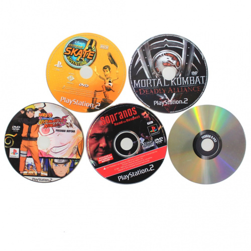Лот дисков для PS2 «TEKKEN5. SOULCALIBUR3. MORTAL KOMBAT. NARUTO. SKATE. SOPRANOS». 5 ШТ