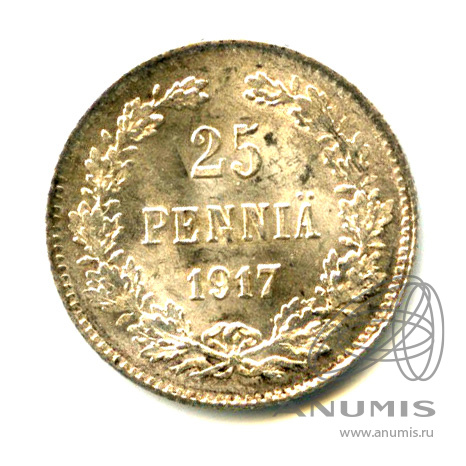 25 пенни 1915 S — Для Финляндии - Яркий штемпельный блеск