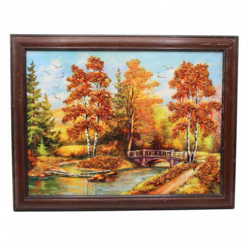 Картина с янтарной крошкой, в деревянной раме. Размер 45×35,5 см