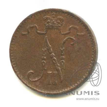 1 пенни 1911 — Для Финляндии. Вензель Николая II