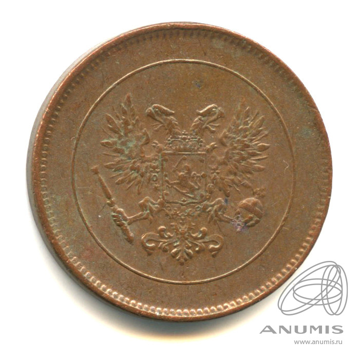 5 пенни 1917 — Для Финляндии. Орел