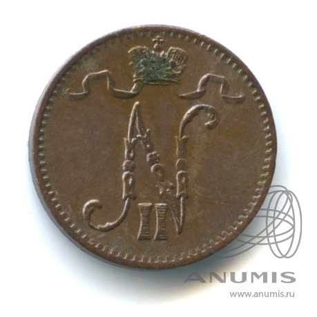 1 пенни 1916 — Для Финляндии. Вензель Николая II