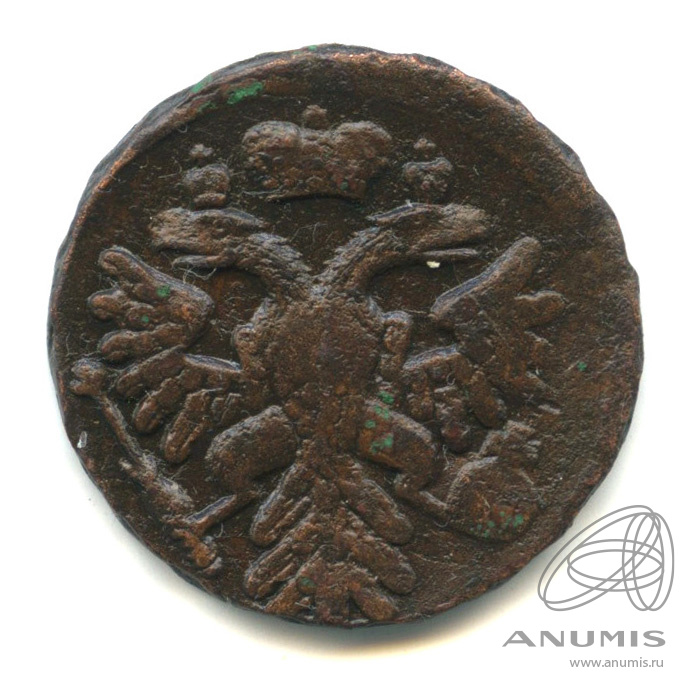 Деньга 1739 — (½ копейки) - Орел 1738 г. В капсуле