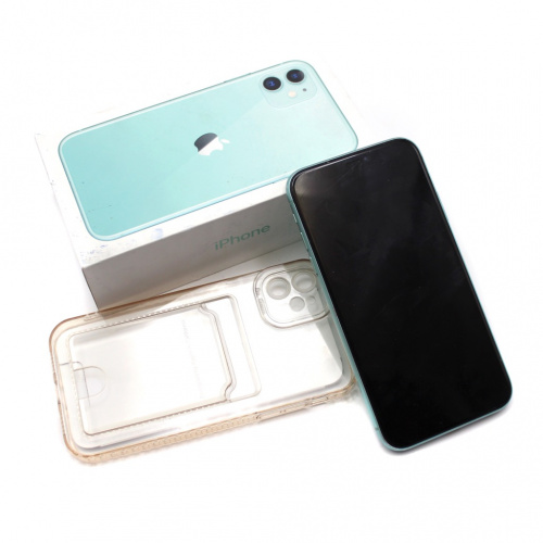 Iphone 11, 64 гб, зеленый, рабочий, в коробке, с зарядкой и чехлом