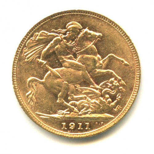 1 фунт (соверен) 1911. В капсуле
