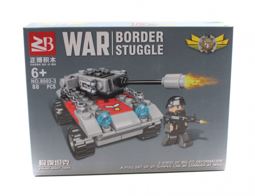 Набор в стиле «LEGO» WAR Border stuggle «Танк» 88pcs./деталей. Новый. № 8002−3. В коробке. 19×14 см