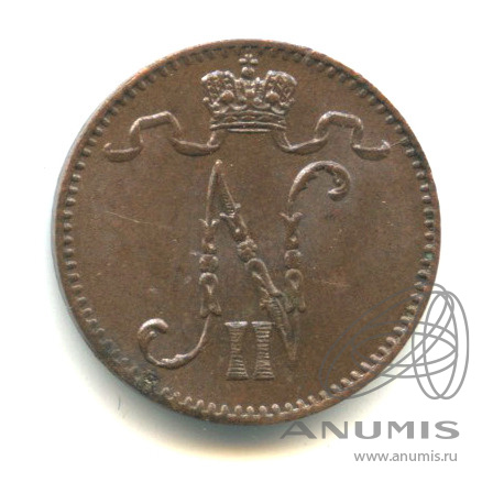 1 пенни 1911 — Для Финляндии. Вензель Николая II