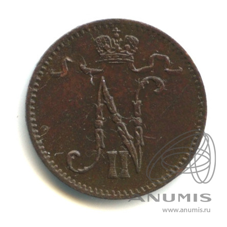 1 пенни 1909 — Для Финляндии. Вензель Николая II. В капсуле