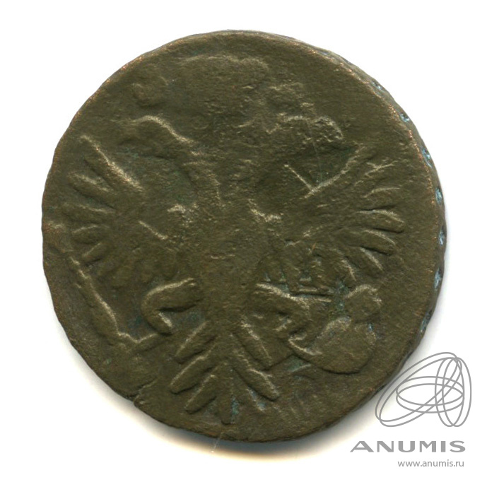 Деньга 1731 — (½ копейки) - Орел 1730 г. Над годом 2 черты (Над годом 2 черты)