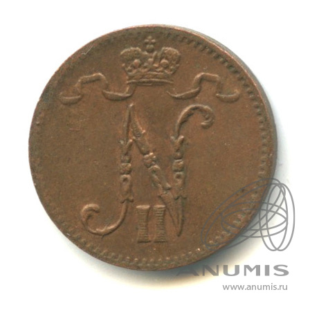 1 пенни 1916 — Для Финляндии. Вензель Николая II