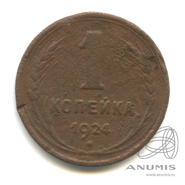 1 копейка 1924 — Гурт рубчатый
