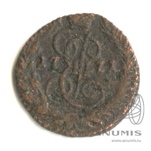Полушка (¼ копейки) 1771 ЕМ — (¼ копейки) - Вензель императрицы Екатерины II Великой