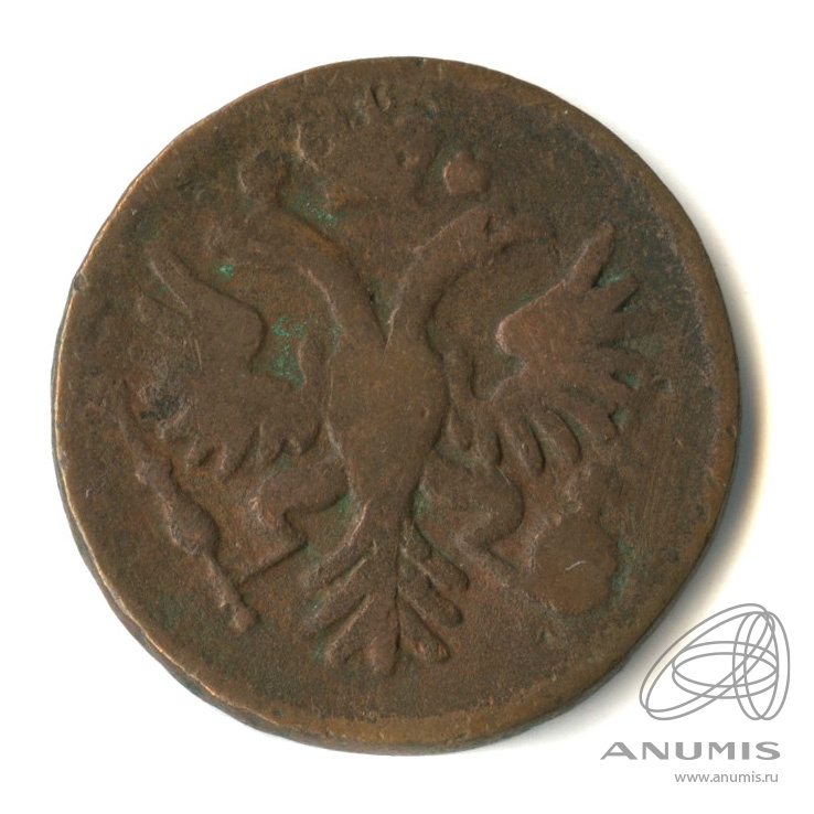 Деньга 1731 — (½ копейки) - Орел 1730 г. Над годом 2 черты (Над годом 2 черты)